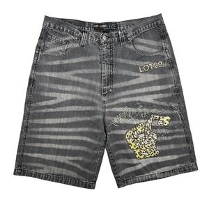 Lot29 Shorts Mens 38 Baggy Hip Hop Y2K Taz Looney Tunes Vintage 2000s Gray Denim